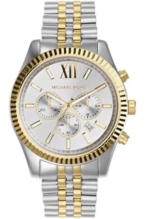 Michael Kors Lexington Chronograph with Silver and Gold Tone Stainless Steel Strap for Men MK8344