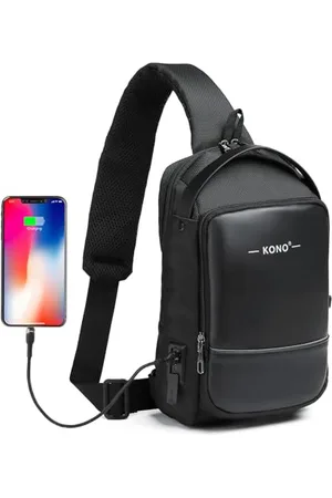 Kono Anti-Theft Sling Backpack, Water-resistant Crossbody Bag With USB Charging Port, Fashion Travel Mans Chest Bag for Cycling Camping Walking