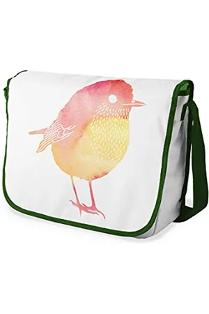 Bonamaison Digitally Printed Messenger School Bag with Khaki Strap for Students, Cross Body Bag, Courier Bag, Shoulder Bag for School, Back to School, Size: 29x36 cm