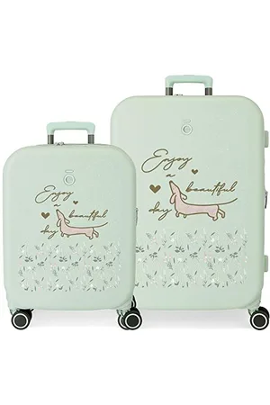 Enso Beautiful day Green Suitcase Set 55/70 cm Rigid ABS Integrated TSA Lock 116L 7.54 kgs 4 Double Wheels Hand Luggage