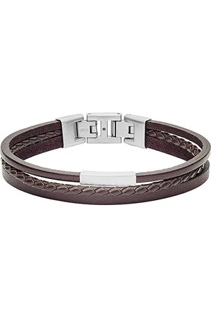 Fossil Bracelet for Men Vintage Casual, Length: 180mm - 195mm brown Leather Bracelet, JF03323040