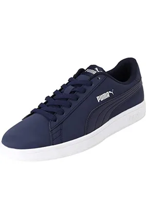 PUMA Unisex Smash V2 Buck Sneaker, Peacoat Silver White, 3.5 UK