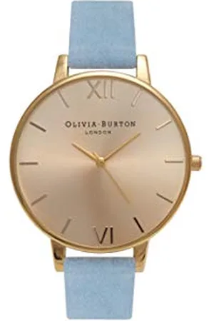 Olivia Burton Analogue Quartz Watch for Women with Chalk Blue Suede Leather Strap - OB16BD111