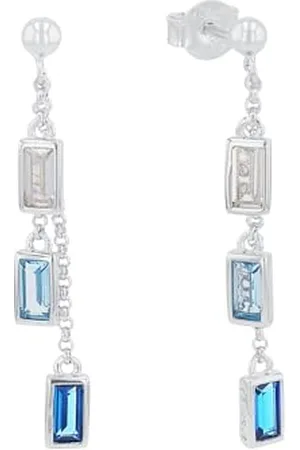 QS by s.Oliver Stud earrings 925 Sterling silver woman earrings, with zirconia synth., 3.4 cm, silver, comes in jewelry gift box