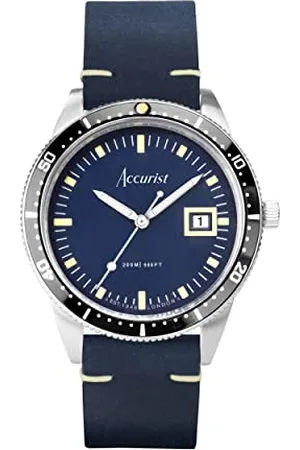 Accurist Dive 42mm Quartz Watch in Blue with Analogue Display, and Blue Leather Strap 72002