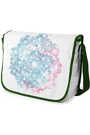 Bonamaison Digitally Printed Messenger School Bag with Khaki Strap for Students, Cross Body Bag, Courier Bag, Shoulder Bag for School, Back to School, Size: 29x36 Cm