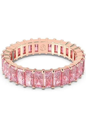 Swarovski Matrix ring, Baguette cut, Pink, Rose gold-tone plated, 50