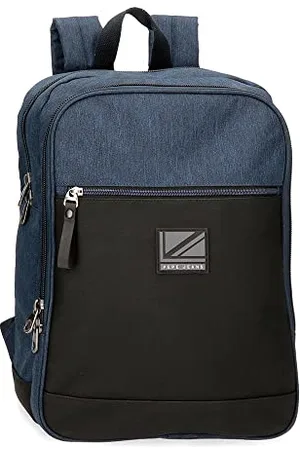 Pepe Jeans Fenix Laptop Backpack Double Compartment Adaptable 15.6" 28x40x14cm Polyester with Faux Leather Details 15.68L