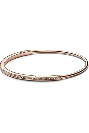 PANDORA Signature I-D Pavé 14k rose gold-plated bangle with cubic zirconia, 2