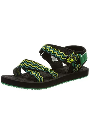 Jack Wolfskin Zulu K Leisure Sandals, Black/Green, 8 UK