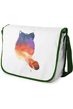 Bonamaison Digitally Printed Messenger School Bag with Khaki Strap for Students, Cross Body Bag, Courier Bag, Shoulder Bag for School, Back to School, Size: 29x36 Cm