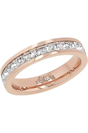 QS by s.Oliver Ring Stainless Steel woman Rings, with Crystal, Rosé Colored, comes in Jewelry Gift box