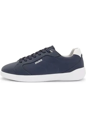HUGO BOSS Mens Riven Tenn Logo-Detail Trainers in Faux Leather Size 9