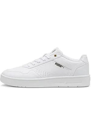 PUMA Unisex Adults Court Classic Sneakers, White- Gold, 5.5 UK