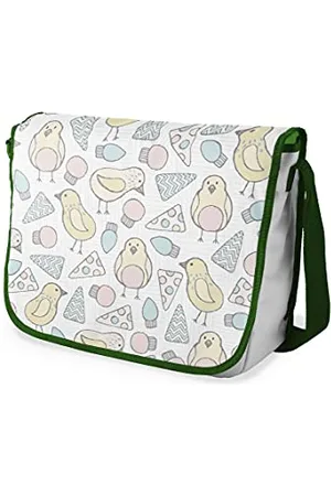 Bonamaison Digitally Printed Messenger School Bag with Khaki Strap for Students, Cross Body Bag, Courier Bag, Shoulder Bag for School, Back to School, Size: 29x36 cm