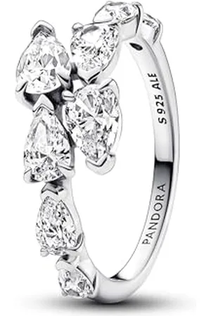 PANDORA Timeless Sterling silver Sparkling Overlapping band ring with clear cubic zirconia, 58