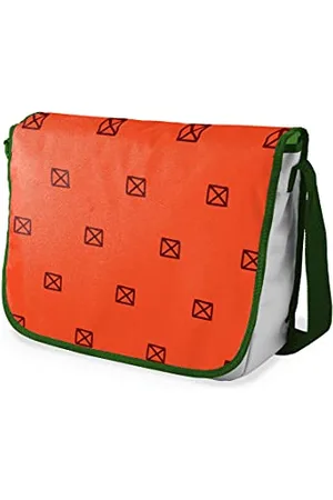Bonamaison Digitally Printed Messenger School Bag with Khaki Strap for Students, Cross Body Bag, Courier Bag, Shoulder Bag for School, Back to School, Size: 29x36 cm