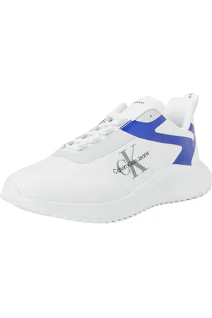 Calvin Klein Men EVA RUNNER LOW LACE ML MIX, Bright White/Sapphire Blue, 41 EU