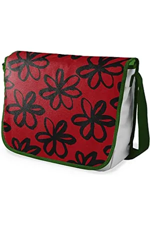 Bonamaison Digitally Printed Messenger School Bag with Khaki Strap for Students, Cross Body Bag, Courier Bag, Shoulder Bag for School, Back to School, Size: 29x36 cm