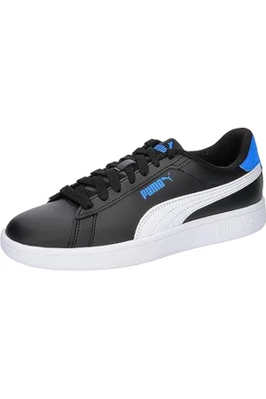 PUMA Smash 3.0 L JR Sneaker, Black White-Racing Blue, 4 UK