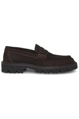 HUGO BOSS Mens Julyo Loaf Penny-Trim Loafers in Suede Size 10