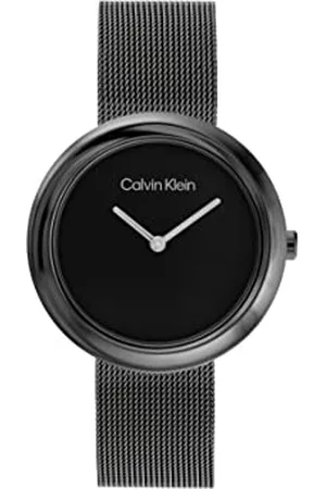 Calvin Klein Analogue Quartz Watch for Women Twisted Bezel Collection with Stainless Steel Mesh or Leather Bracelet