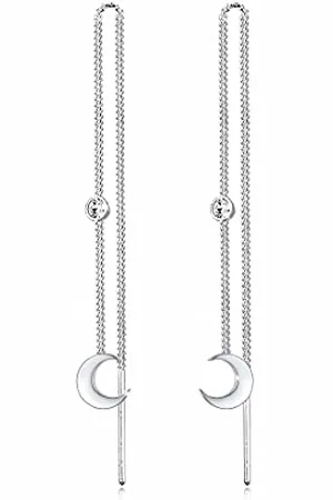 Elli Earrings Ladies Ear Hanger Crescent Moon Astro with Crystal in 925 Sterling Silver