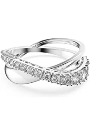 Swarovski Twist ring, White, Rhodium plated, 50