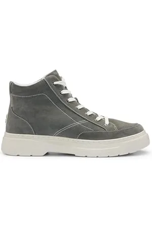 HUGO BOSS Mens Urian Hito Stacked-logo high-top boots in suede Size 10