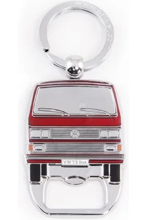 Brisa VW Collection - Volkswagen Keychain Ring Keychain Accessory Keyholder with Bottle Opener in T3 Bus Vanagon Design (Red)