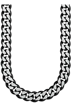 QS by s.Oliver S. Oliver Mens Stainless Steel Necklace Curb Chain 50 cm Black, Matt