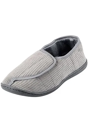 Ego Mens Cord Slippers Hook & Loop Front Opening Hard Non Slip Sole - , UK 9