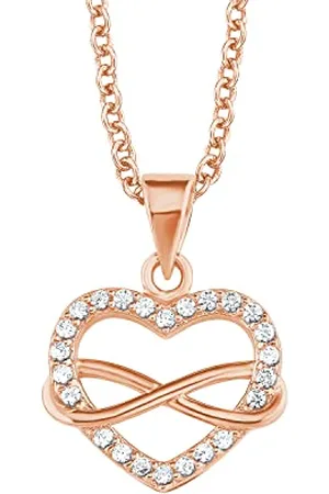 QS by s.Oliver Necklace with pendant 925 Sterling silver woman necklace, with zirconia synth., 42+3 cm, rose-colored, Infinity, comes in jewelry gift box