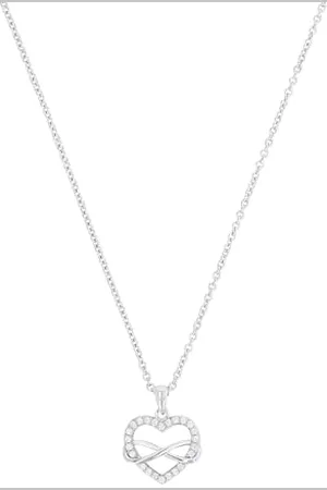 QS by s.Oliver Necklace with pendant 925 Sterling woman necklace, with zirconia synth., 42+3 cm, , heart, comes in jewelry gift box