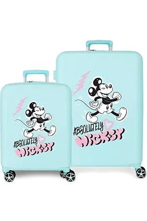 Disney Mickey Friendly Turquoise Suitcase Set 55/70 cm Hard ABS Built-in TSA Closure 88L 6.8 kg 4 Double Wheels Hand Luggage, , One Size, Suitcase Set