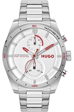 HUGO BOSS Analogue Multifunction Quartz Watch for men #FAST Collection with Stainless Steel and Leather strap