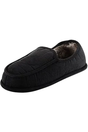 Ego Mens Cord Full Slippers with Soft Faux Fur Lining & Non-Slip Sole - , UK 7