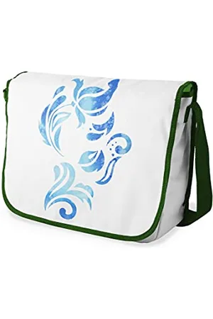 Bonamaison Digitally Printed Messenger School Bag with Khaki Strap for Students, Cross Body Bag, Courier Bag, Shoulder Bag for School, Back to School, Size: 29x36 Cm