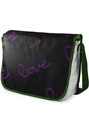 Bonamaison Digitally Printed Messenger School Bag with Khaki Strap for Students, Cross Body Bag, Courier Bag, Shoulder Bag for School, Back to School, Size: 29x36 Cm