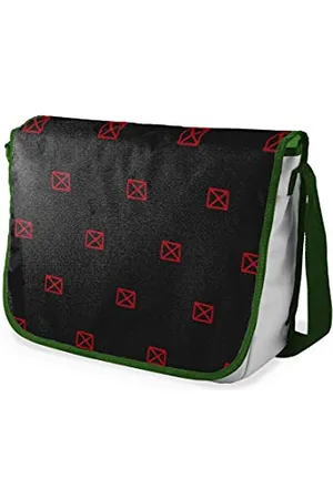 Bonamaison Digitally Printed Messenger School Bag with Khaki Strap for Students, Cross Body Bag, Courier Bag, Shoulder Bag for School, Back to School, Size: 29x36 cm