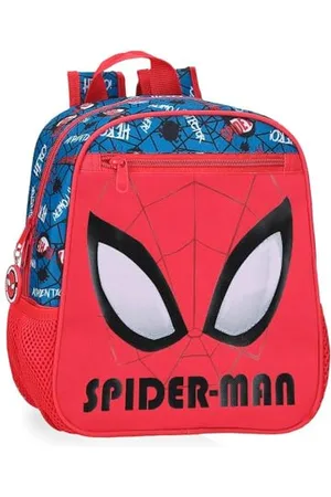 Marvel Joumma Spiderman Authentic Preschool Backpack Adaptable to Cart 23x28x10cm Polyester 6.44L, , Preschool Backpack Adaptable to Trolley