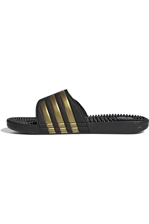 adidas Unisex Adissage Slides, Core Black/Gold Metallic/Core Black, 10 UK