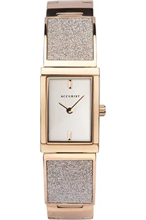 Accurist Womens Japanese Quartz Stainless Steel Semi-Bangle Watch Set With Crystal Dust, Jewellery Type Clasp, 30m Water Resistant, 2 year guarantee.