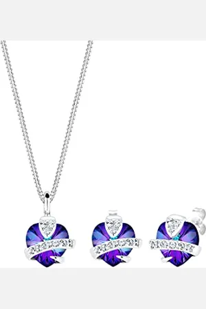 Elli Jewelry Set Women Heart Motif Precious with Crystals in 925 Sterling Silver
