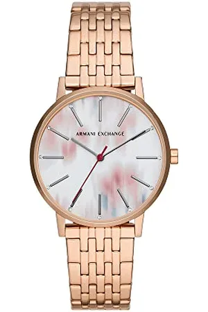 Armani Exchange Watch for Women, Quartz Three Hand Movement, 36 mm Rose Gold Stainless Steel Case with a Stainless Steel Strap, AX5589