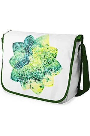 Bonamaison Digitally Printed Messenger School Bag with Khaki Strap for Students, Cross Body Bag, Courier Bag, Shoulder Bag for School, Back to School, Size: 29x36 Cm