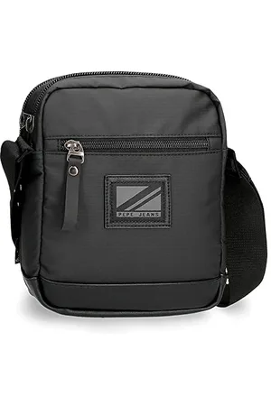 Pepe Jeans Straps Shoulder Bag Two Compartments Black 17x22x7,5 cm Polyester with Synthetic Leather details