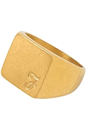 Farah Gents Burnish Square Ring With Laser Etched 