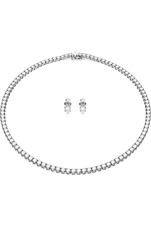 Swarovski Matrix Tennis set, Round cut, , Rhodium plated