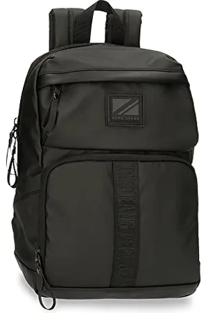 Pepe Jeans Hoxton Adaptable Laptop Backpack 13.3" Black 25 x 36 x 10 cm Polyester and PU, multicoloured, One Size, Laptop Backpack Adaptable